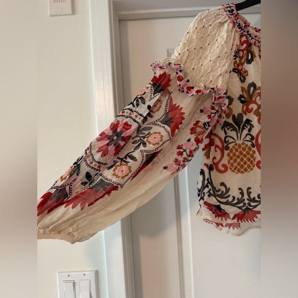Farm Rio: Cream Cashew Mandala Embroidered Blouse - Picture 10 of 12